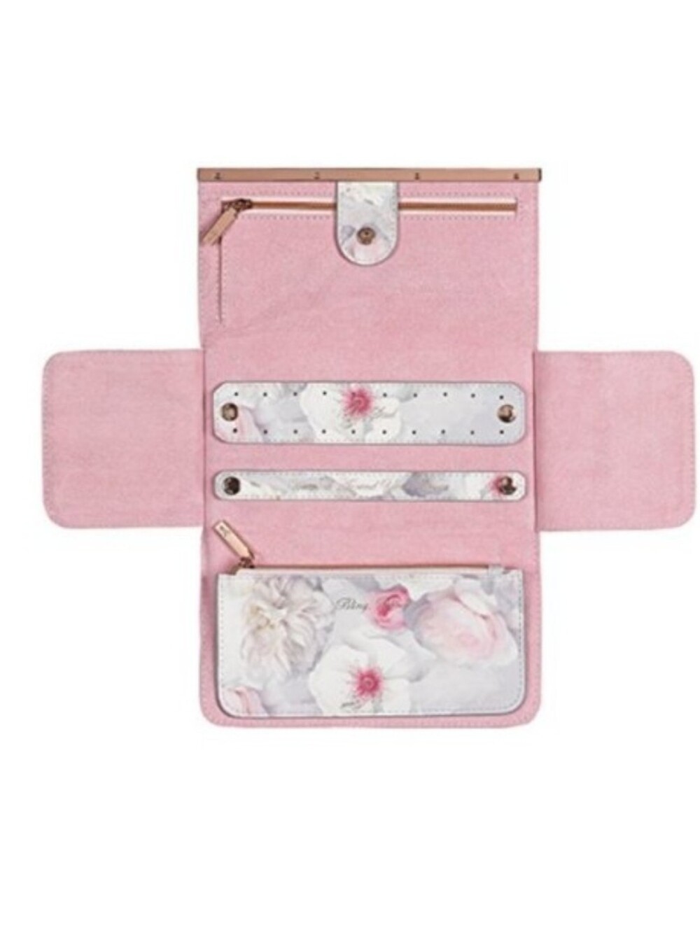 TED BAKER LONDON NWT Chelsea Pastel Floral Roll Travel Jewelry Clutch - Picture 3 of 16